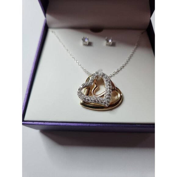 Bob Mackie Heart Pendant Necklace Stud Earrings New In Box Love Gift valentine - Picture 2 of 4